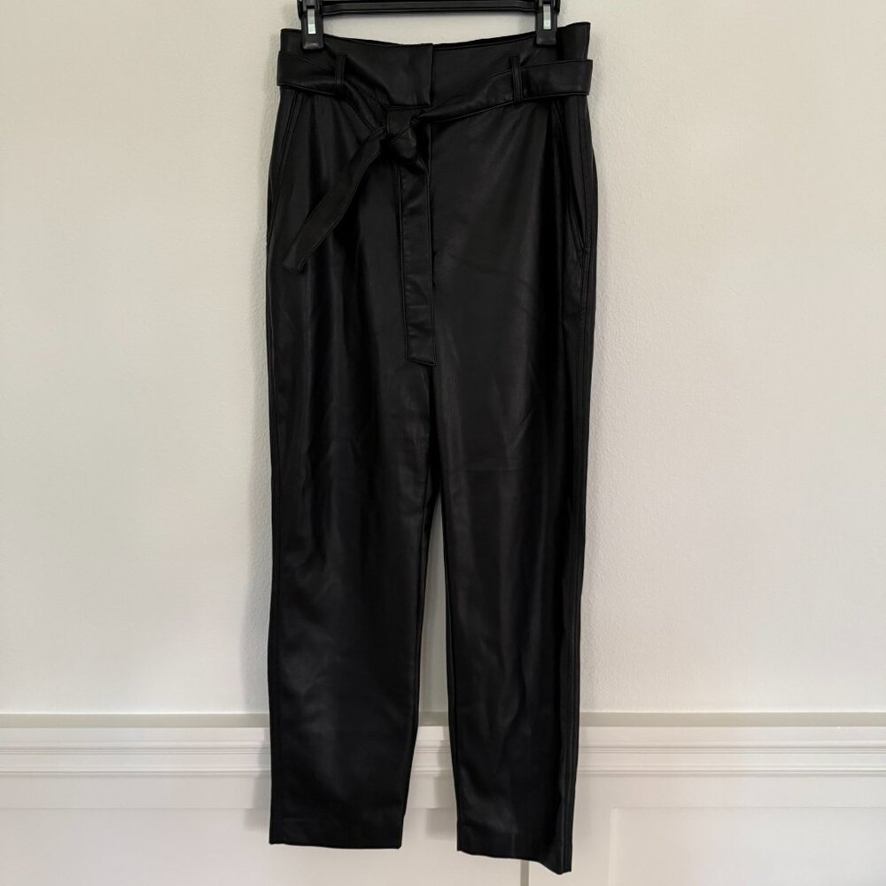 Aritzia Tie Waist Vegan Leather Pants Black Size 8 - Picture 4 of 8